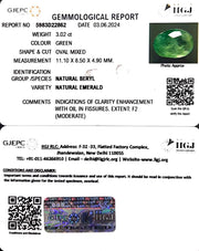 3.02/CT Natural Panna Stone with Govt. Lab Certificate-12210